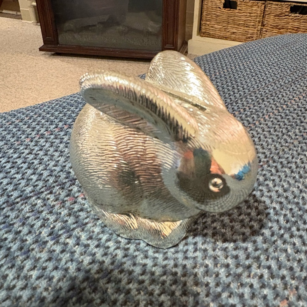 Godinger Silver Bunny Rabbit Coin Bank Made In Japan - Picture 7 of 9